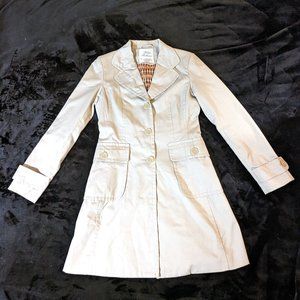 Urban Behavior Preppy Fitted Satin Lined Khaki Short Trench Coat